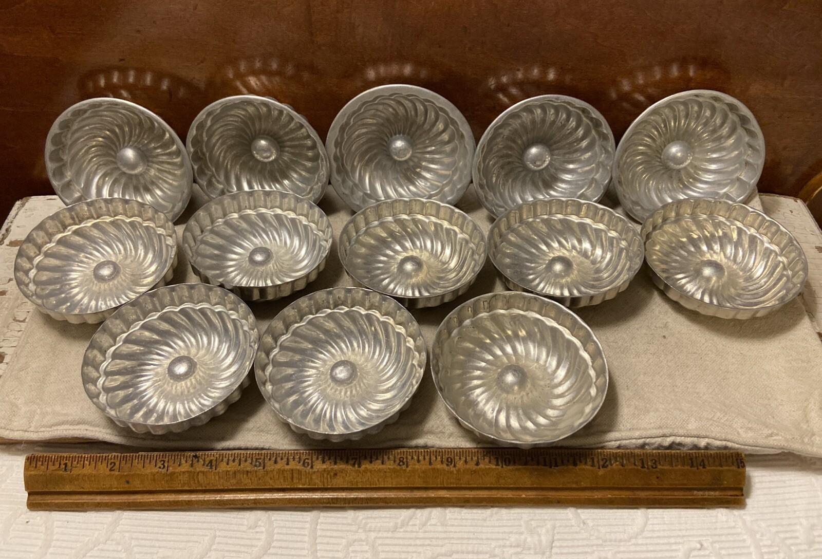 Lot of 13 Vintage Aluminum Individual Jello Molds Tart Tins Baking Cups