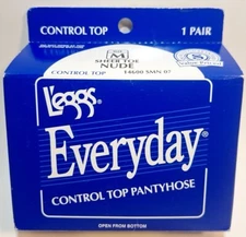 New Vintage L'eggs Everyday Control Top Pantyhose Nude Size M Sheer Toe #14600 