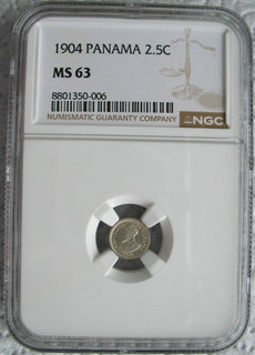 1904 Panama Silver 2 1/2 Centesimos NGC MS 63