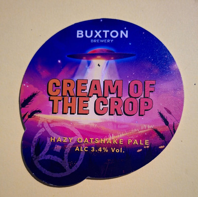 BUXTON Brauerei CREAM OF THE CROP Real Ale Bier Pumpe Clip Front Derbyshire Ufo