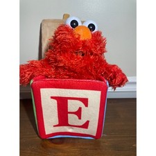 Sesame Street Elmo Alphabet Block Plush Hand Puppet Red Shaggy Toy