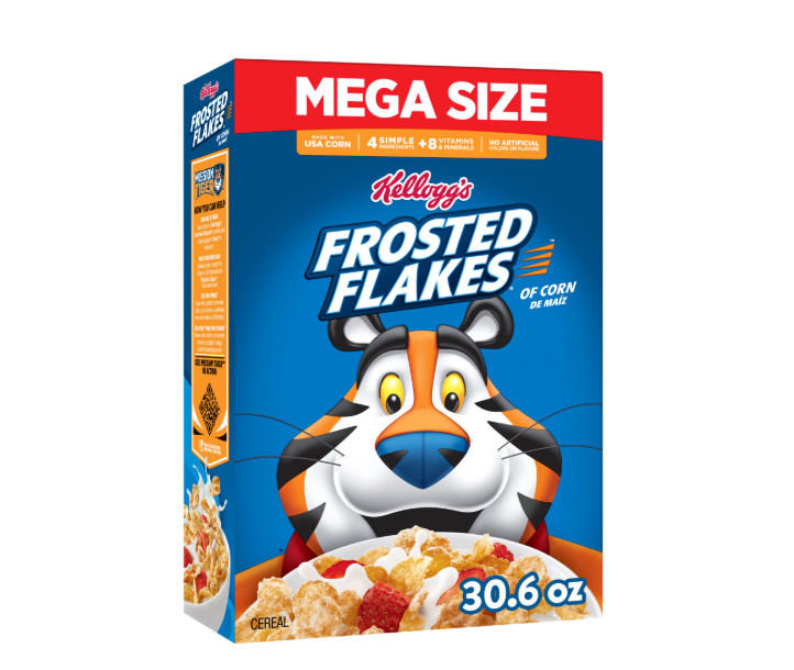 Kellogg's Frosted Flakes Original Breakfast Cereal, Fat Free, Mega Size, 30.6 oz