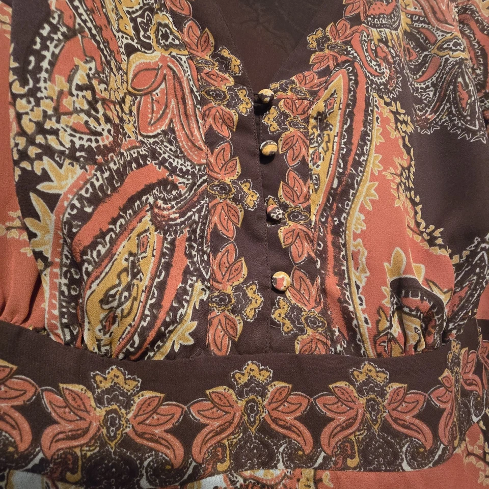 复古 90 年代 Main Street Blues 女式婴儿娃娃束腰上衣,尺寸 20W Paisley Boho Cottage — 第 4/4 张图片