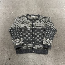 Vintage Norwegian Fair Isle Sweater Cardigan Handknit