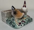 Vtg 1930s PLANTER Rooster & Hen w/ Baby Egg  Farmhouse Kitchen Window Ledge — photo 9