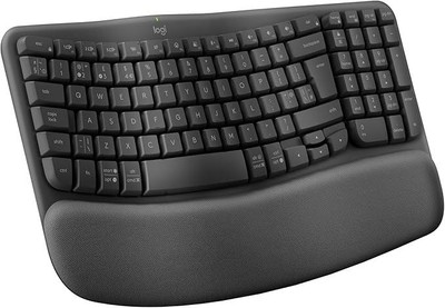 Logitech Wave Keys Kabellose Bluetooth Tastatur mit Handballenauflage QWERTY - Graphit