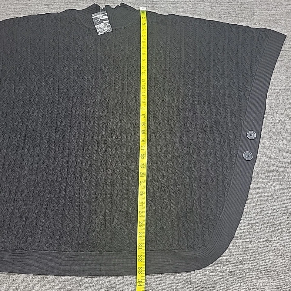 Denim Co Mujer Moda Elegante Pullover Tejido con Cable Poncho 3X Talla Grande Negro Foto 3 de 4