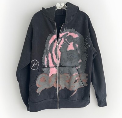 Cactus Jack Travis Scott Fragment Sunrise Zip Up Hoodie Black Pink Mens Large