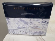 NEW Ralph Lauren Lorelai Periwinkle King Duvet Cover Blue Gold Ikat Boho Coastal