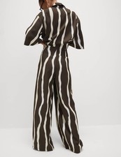 Marks & Spencer Womens Viscose Tapered Striped Trousers in Chocolate Mix - M&S