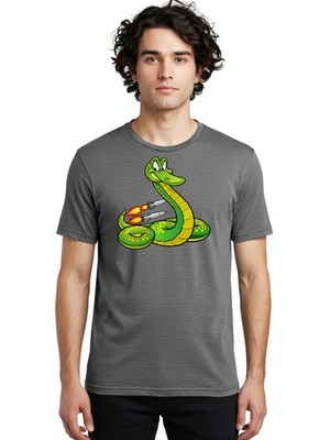 Snake-With-Rockets-2 Mens Graphic Tee,100% Cotton,Casual Summer Wear