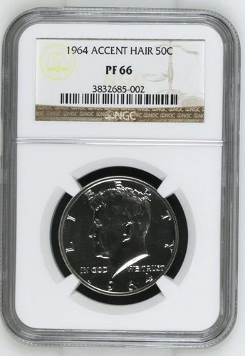 1964 Accent Hair Silver Proof Kennedy Half Dollar 50c Coin NGC Certified PF66