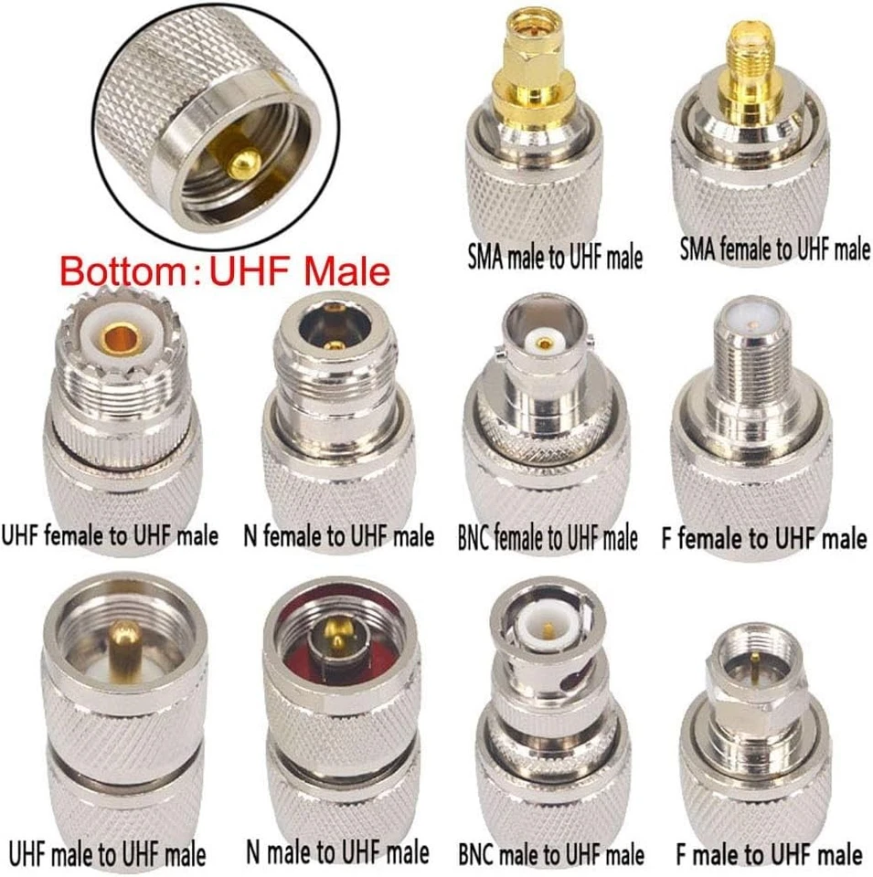 Boobrie 20PCS RF Coaxial Connector Kit UHF Adapter Set silver - Image 2 of 4