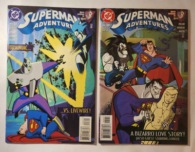 SUPERMAN ADVENTURES #23 & 29 Lot of 2 1998/1999 DC Comics Live Wire Braniac Lobo