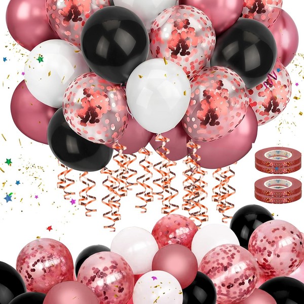 Luftballons 60 StüCk Rot Metallic Konfetti Helium Hochzeit Kinder Geburtstag-image