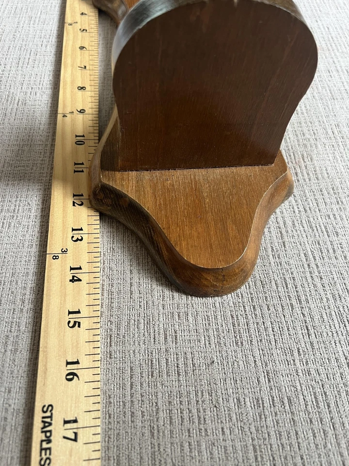 Vintage Wood Wall Sconce Pair Candle Holders Diamond Cut Glass Shades 15" Decor - Image 4 of 4