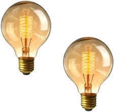Pack of 2 Vintage G80 Edison Light Bulb 4̣0̣W, Dimmable E27 Screw Bulb, Decorati
