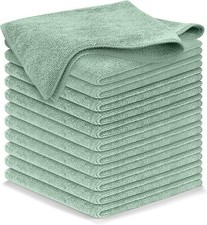 Microfiber Cleaning Cloths Pack of 12 Sea Green 12.5x12.5 Inches Ultra Absorbent