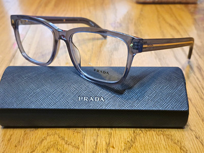 PRADA PRB10V Rectangle Full Rim Acetate Blue Eyeglasses Frames 55-17