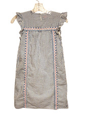 Vineyard Vines Dress Blue White Stripe Seersucker Pink Embroidery Girls Size 10
