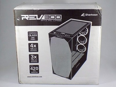 Sharkoon REV300 RGB PC Case Midi Tower Black E-ATX with 7 Fans, NEW, ORIGINAL PACKAGING