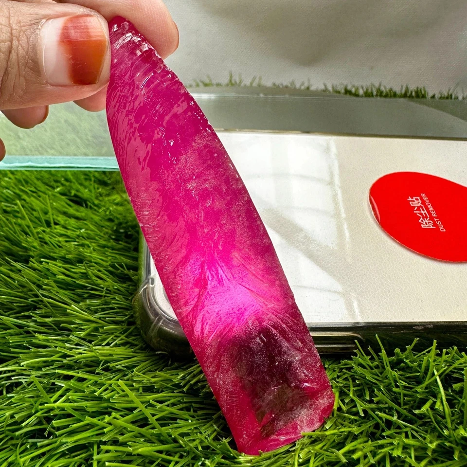 LAB CREATED 54.66 GRAM EXCELLENT RUBY #3 ROUGH CORUNDUM (Half Boule) GEMSTONE - Image 3 of 3