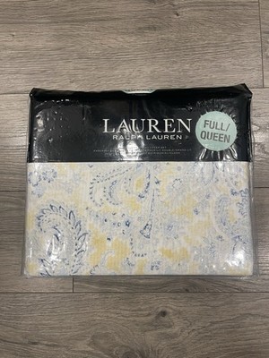 Ralph Lauren-  Marisa Duvet Cover/2 Shams -Blue Yellow Paisley-Cotton-Full/Queen