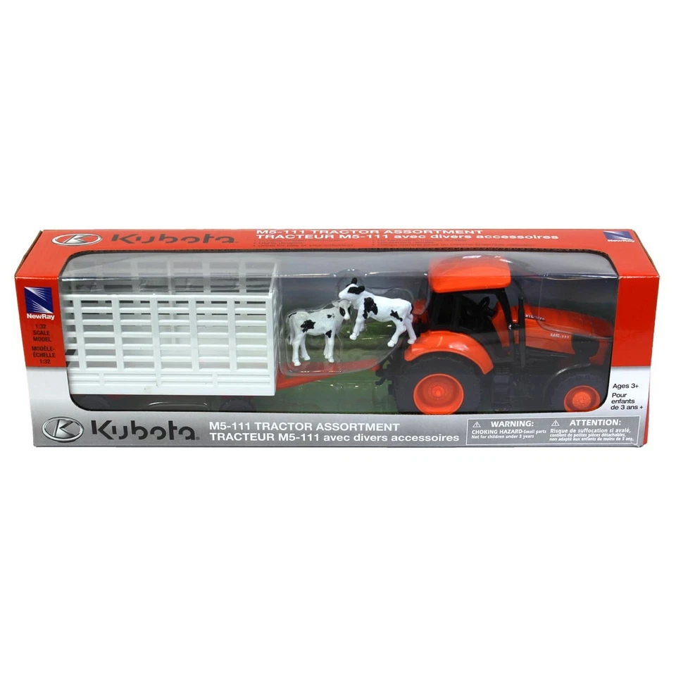 New Ray 1/32 Plastic Kubota M5-111 Tractor with Hay Wagon AS-05685 SS-05685C - Image 2 of 2