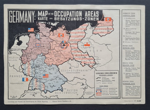 WWII Occupation Map of Germany c.1945–46 – Allied Zones – Military Govt Approved