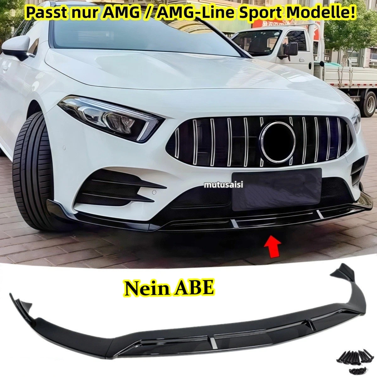 Lèvre Avant Mercedes Classe A W177 V177 Sport Spoiler Noir Brillant