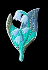 Embroidered Flower iron on patch applique 2 x 1 1/4 inch