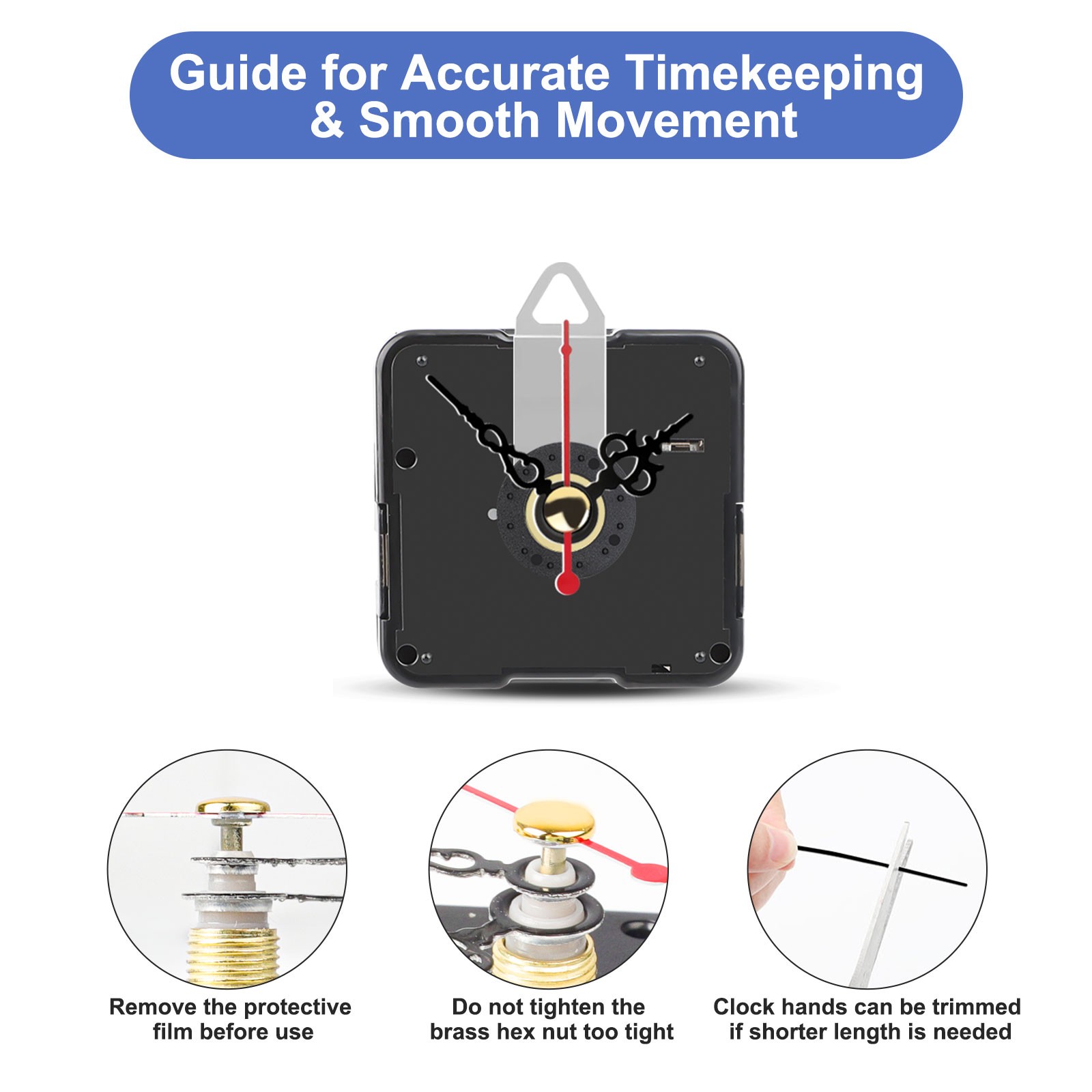 3PCS Silent Quartz Clock Movements Mechanism Kit w/8 Hands DIY Repair 16/20/23mm