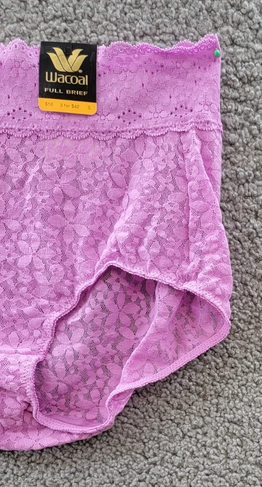 Wacoal Halo Lace Full Brief Panty Women's 5-S Purple Wide-Band Waist Pull On - Image 4 of 4