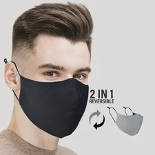 Large Reversible Black Face Washable Unisex Adult MASK US SELLER 8 or 12 PCS