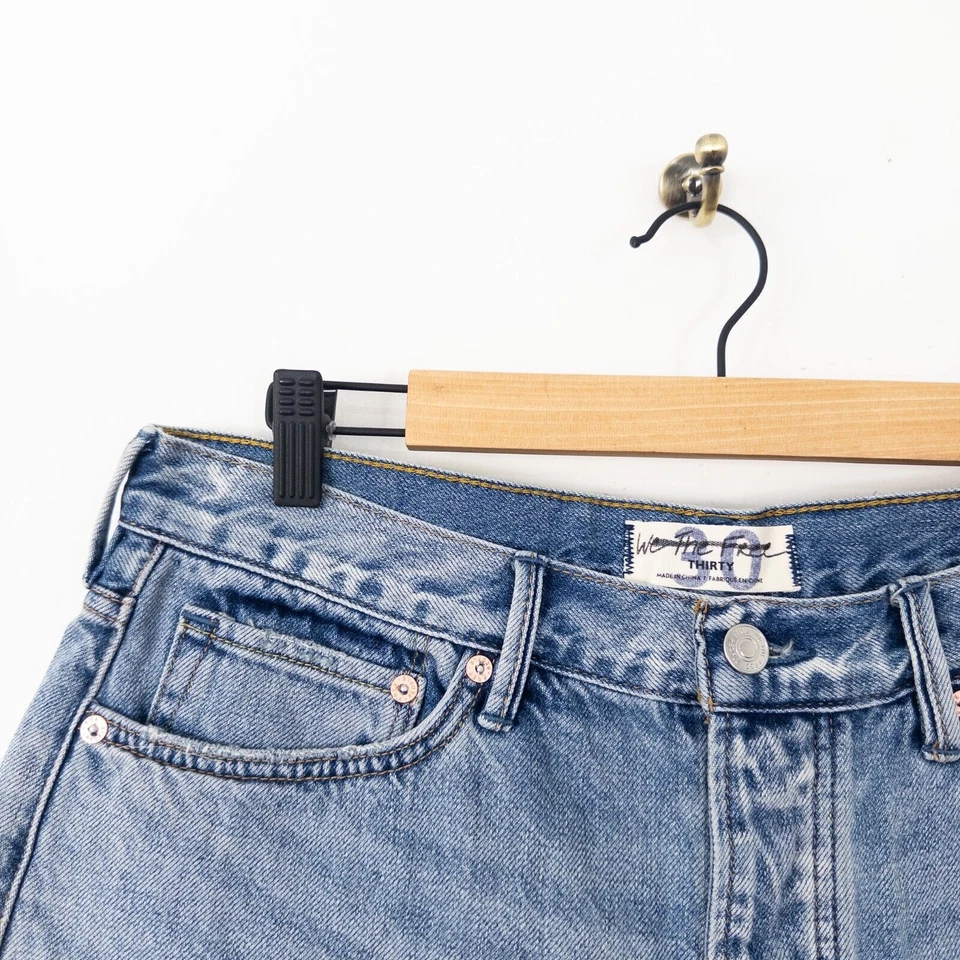 Free People Loving Good Vibrations Cotton Frayed Denim Shorts - Size 30 UK 14 - Image 2 of 4