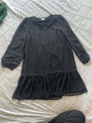 Draper James L Black Ruffle Hem Tunic Dress Long Sleeve NWOT Women s Top