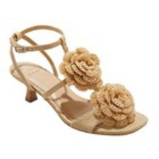Women's Esme Floral Crochet Kitten Heels - a New Day Tan 7.5