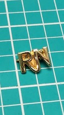 Vintage RN Registered Nurse Lapel Pin Medical Profession Badge Gold Tone