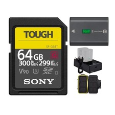 Sony 64GB UHS-II Tough G Series SD Card Rechargeable Battery Pack Bundle FAST