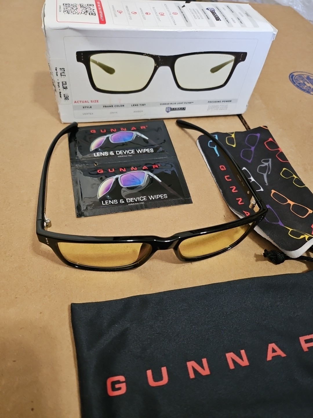 GUNNAR - Vertex Computer Glasses with Blue Light Reduction , Amber Lenses - Onyx