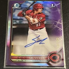 2022 BOWMAN DRAFT CHROME DRAFT PICK PURPLE SAL STEWART 146/250 AUTO Autograph