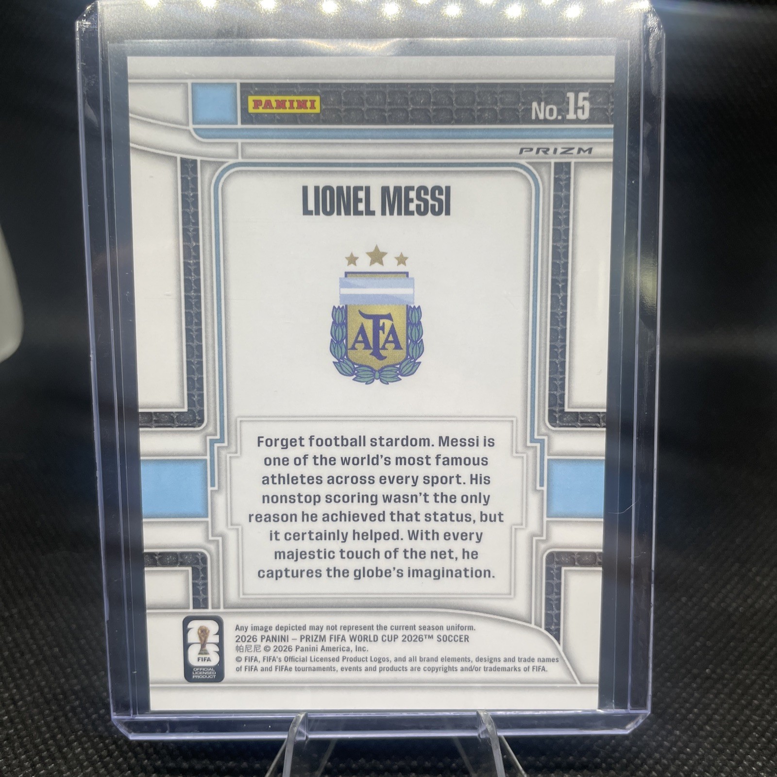 2026 Panini Prizm FIFA World Cup Scorers Club Wave Prizm Insert Lionel Messi #15 view 2