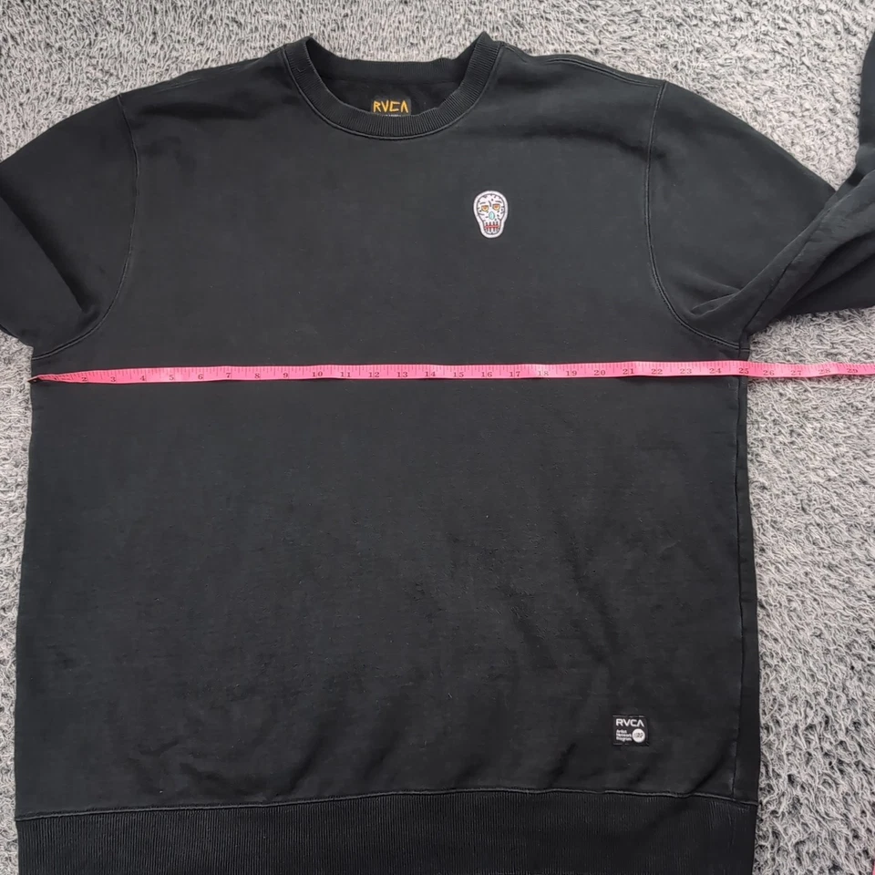 RVCA Sweatshirt Men Extra Large Black Skater Fleece Streetwear Matt Leines Crew - Image 3 of 4