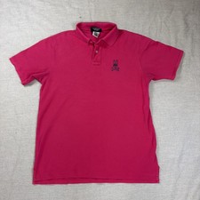 Psycho Bunny Polo Mens Sz 7 Large Pink Skull Logo Pima Cotton