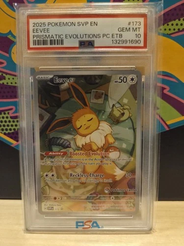 Prismatic Evolutions SVP 173 Eevee Pokemon Center Stamp Promo Card PSA 10