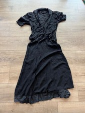 VTG Women's 1940s Black Button Up Maxi Dress Sz S-M Handmade