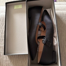 J.Crew Pointy Toe Mary Jane Shoes w/ Buckle in Black Satin AE915 Sz 9.5