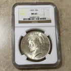1923 PEACE SILVER DOLLAR ☆ NGC MS63 ☆  90% Silver ☆ S$1