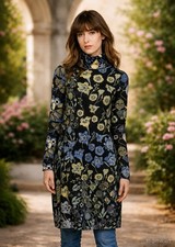 Kooi Robe (Mérinos) Laine Coton (Bio) Noir Fleuri Stendal