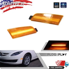 Amber Lens + LED Front Bumper Side Marker Light Corner Lamps For 2009-13 Mazda 6